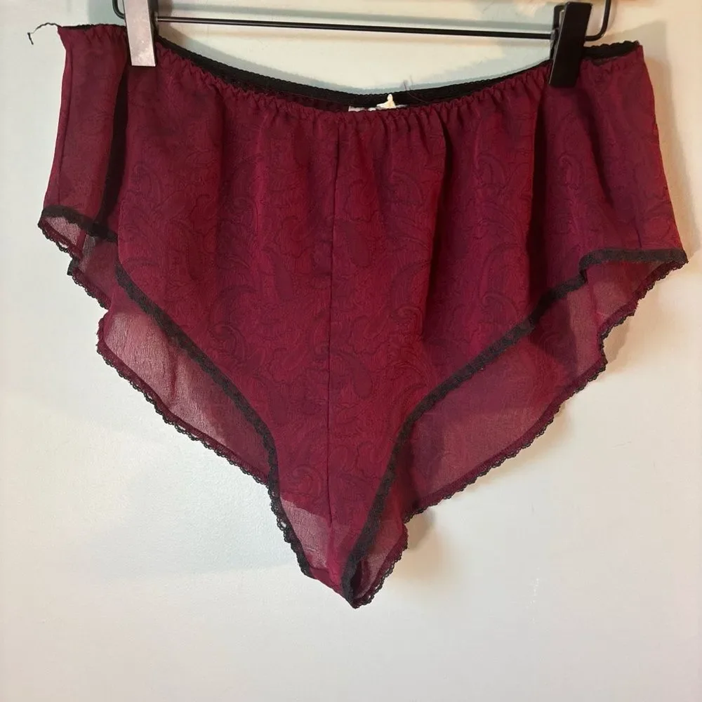 Vintage 90's Victoria's Secret High Hip Cheeky Sleep Shorts in burgundy Small